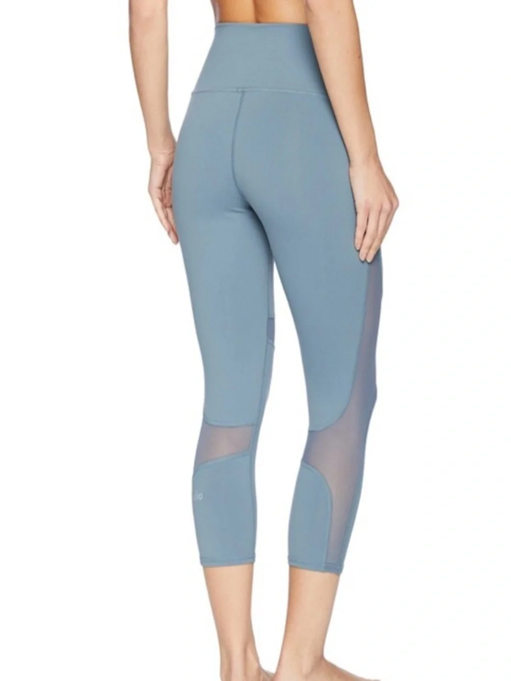 Alo Yoga Coast Capri Leggings High Waist Mesh Cropped Women's Med Baby Blue